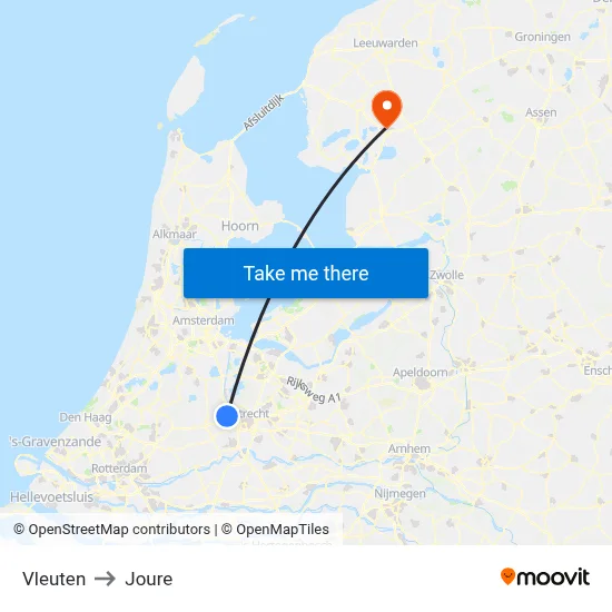 Vleuten to Joure map