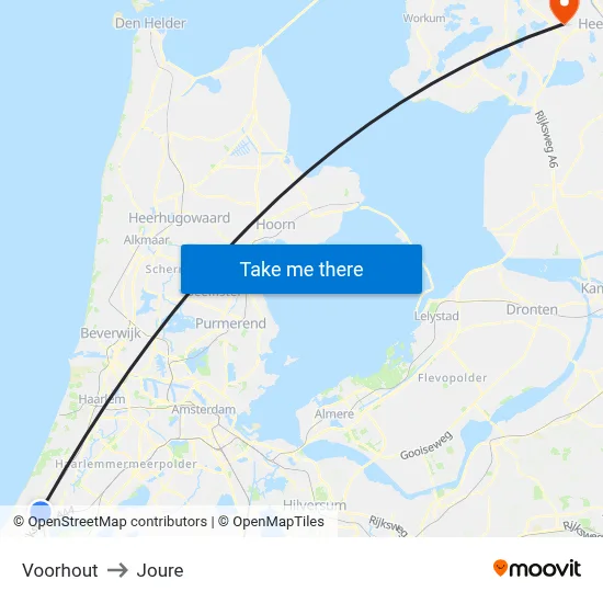 Voorhout to Joure map