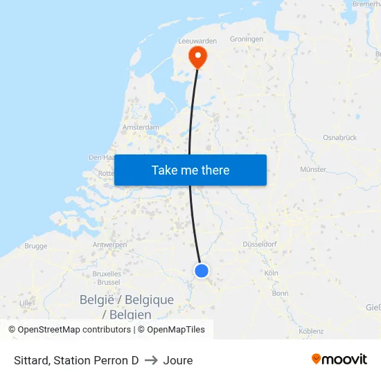 Sittard, Station Perron D to Joure map