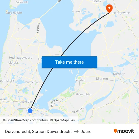 Duivendrecht, Station Duivendrecht to Joure map