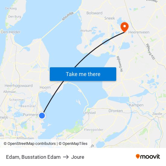 Edam, Busstation Edam to Joure map