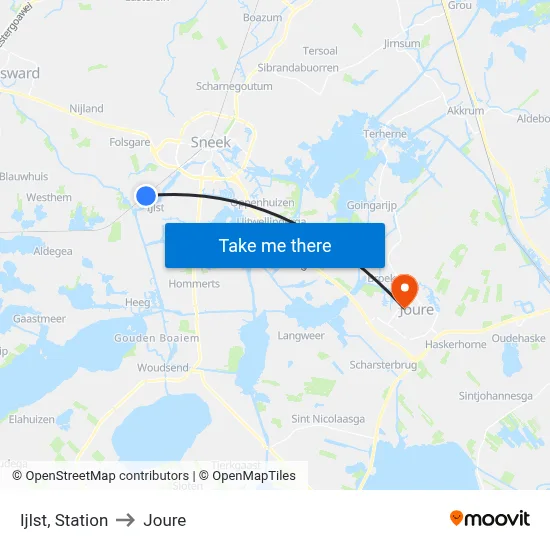 Ijlst, Station to Joure map