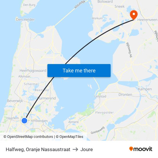 Halfweg, Oranje Nassaustraat to Joure map