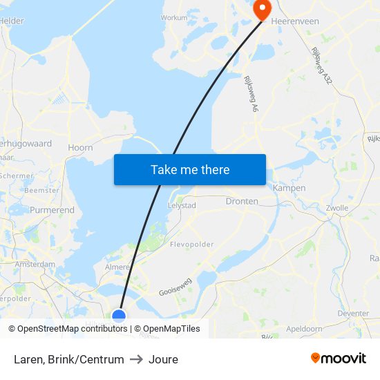 Laren, Brink/Centrum to Joure map