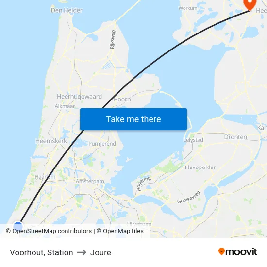 Voorhout, Station to Joure map