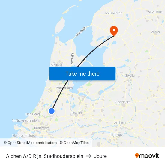 Alphen A/D Rijn, Stadhoudersplein to Joure map