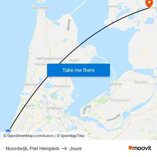 Noordwijk, Piet Heinplein to Joure map