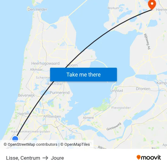 Lisse, Centrum to Joure map