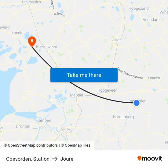 Coevorden, Station to Joure map