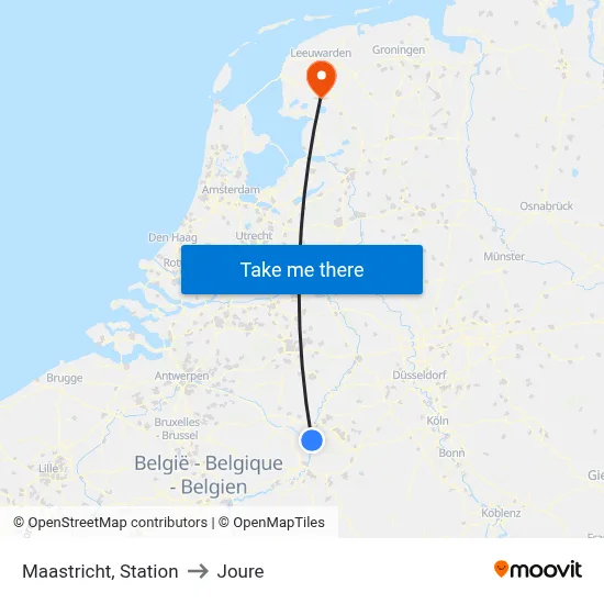 Maastricht, Station to Joure map