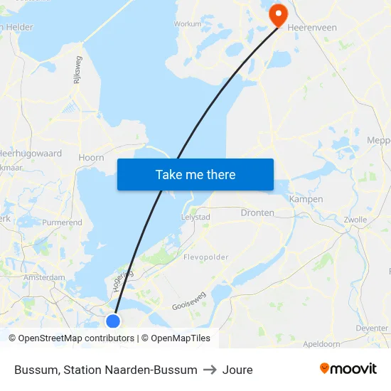 Bussum, Station Naarden-Bussum to Joure map