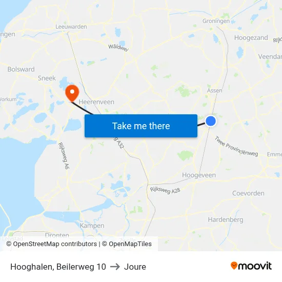 Hooghalen, Beilerweg 10 to Joure map