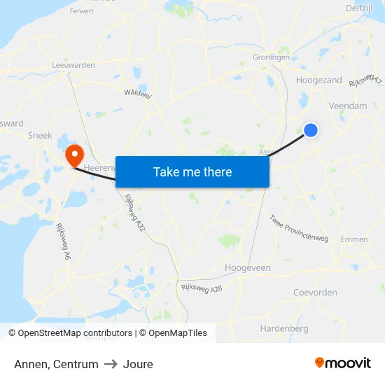 Annen, Centrum to Joure map