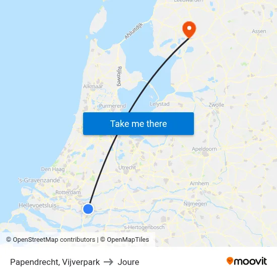 Papendrecht, Vijverpark to Joure map