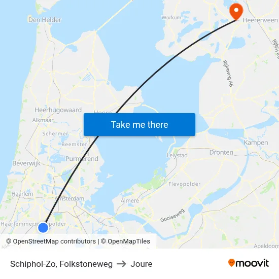 Schiphol-Zo, Folkstoneweg to Joure map