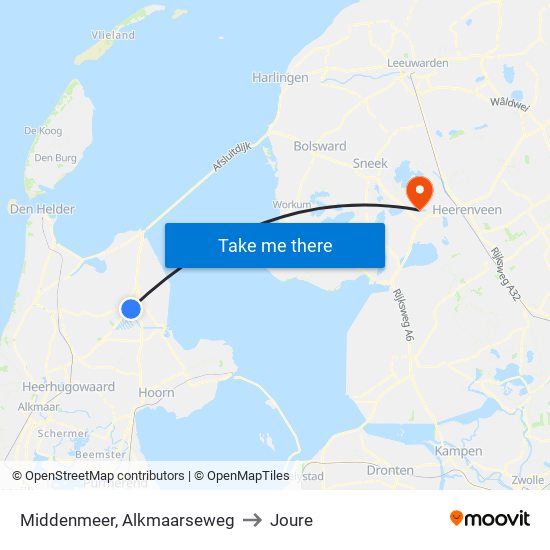 Middenmeer, Alkmaarseweg to Joure map