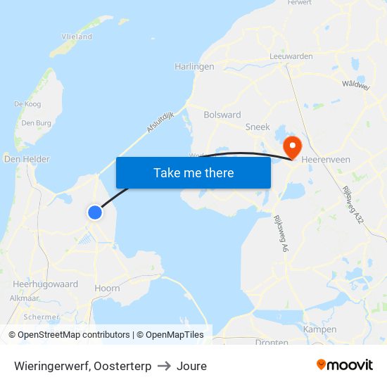 Wieringerwerf, Oosterterp to Joure map