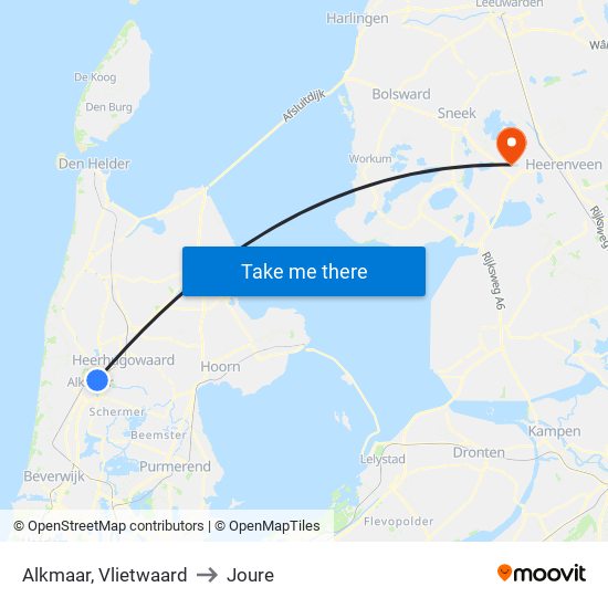 Alkmaar, Vlietwaard to Joure map