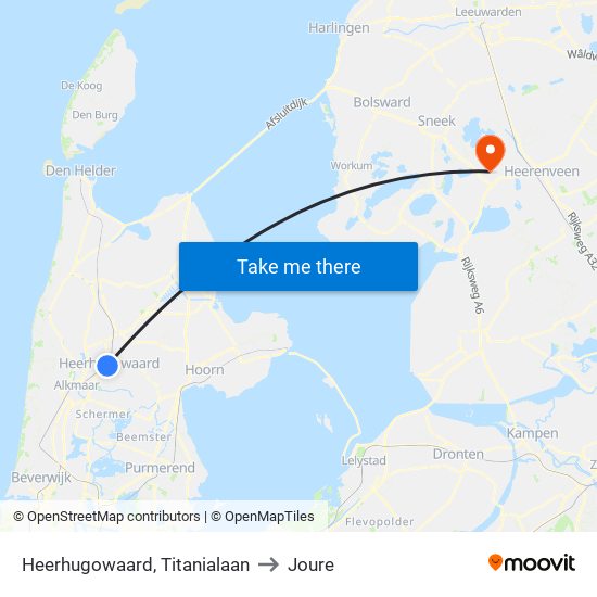 Heerhugowaard, Titanialaan to Joure map