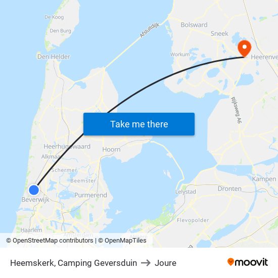 Heemskerk, Camping Geversduin to Joure map