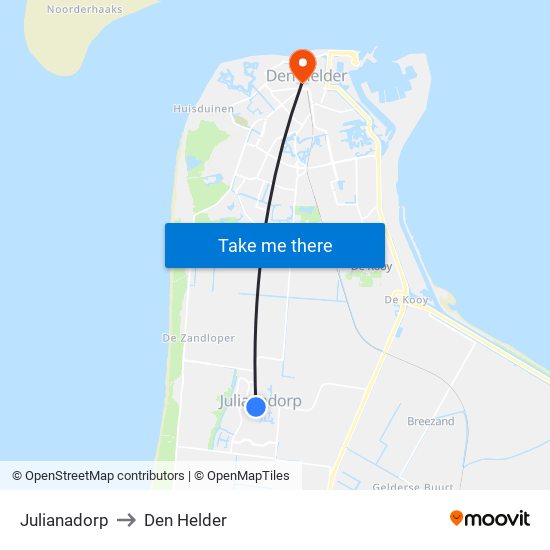 Julianadorp to Den Helder map