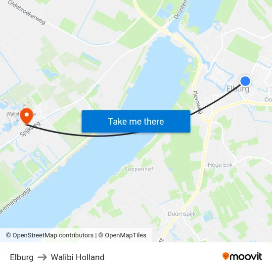 Elburg to Walibi Holland map