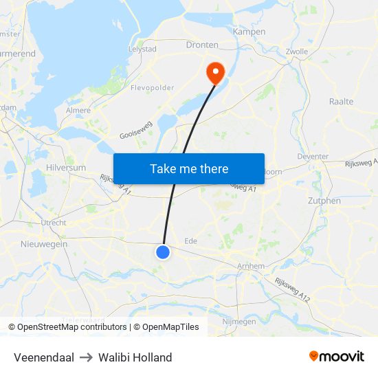 Veenendaal to Walibi Holland map