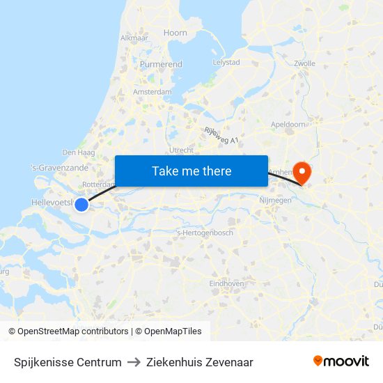 Spijkenisse Centrum to Ziekenhuis Zevenaar map