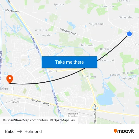 Bakel to Helmond map