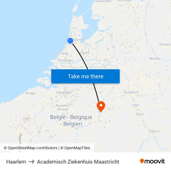 Haarlem to Academisch Ziekenhuis Maastricht map