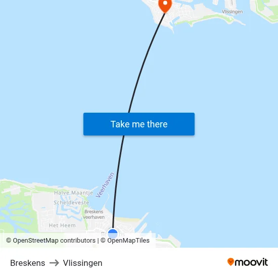 Breskens to Vlissingen map
