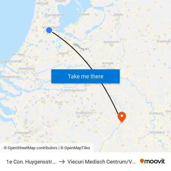 1e Con. Huygensstraat to Viecuri Medisch Centrum/Venlo map