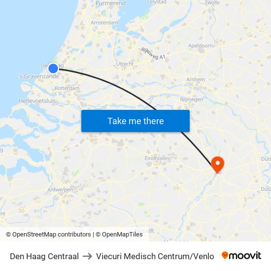 Den Haag Centraal to Viecuri Medisch Centrum/Venlo map
