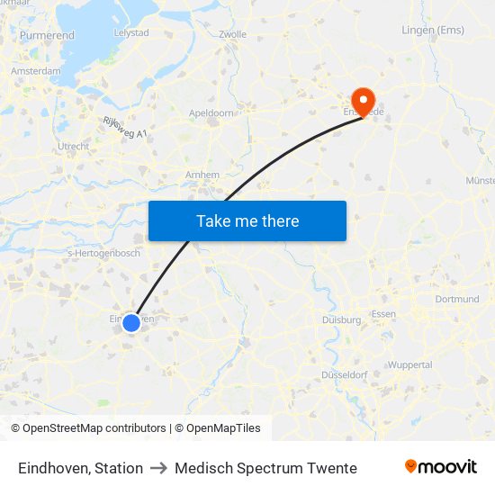 Eindhoven, Station to Medisch Spectrum Twente map