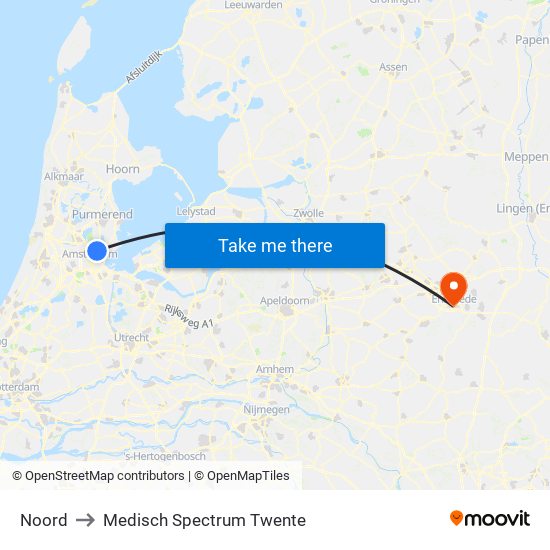 Noord to Medisch Spectrum Twente map