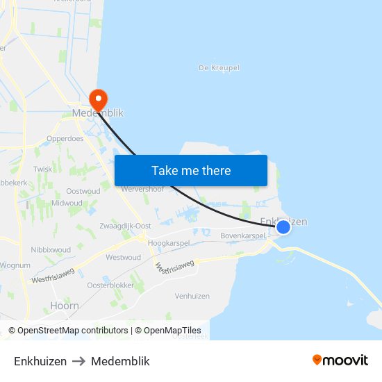 Enkhuizen to Medemblik map