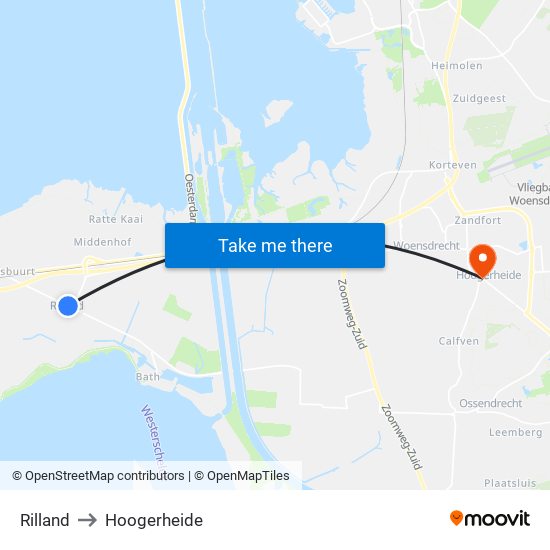 Rilland to Hoogerheide map