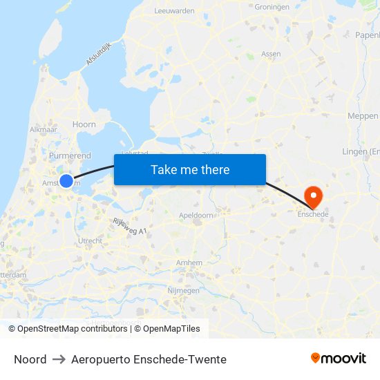 Noord to Aeropuerto Enschede-Twente map