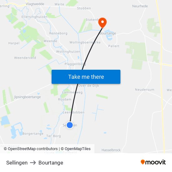 Sellingen to Bourtange map