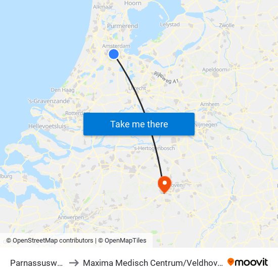 Parnassusweg to Maxima Medisch Centrum / Veldhoven map