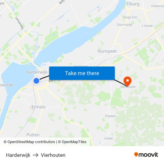 Harderwijk to Vierhouten map