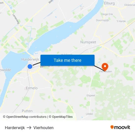 Harderwijk to Vierhouten map