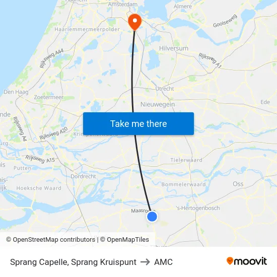 Sprang Capelle, Sprang Kruispunt to AMC map