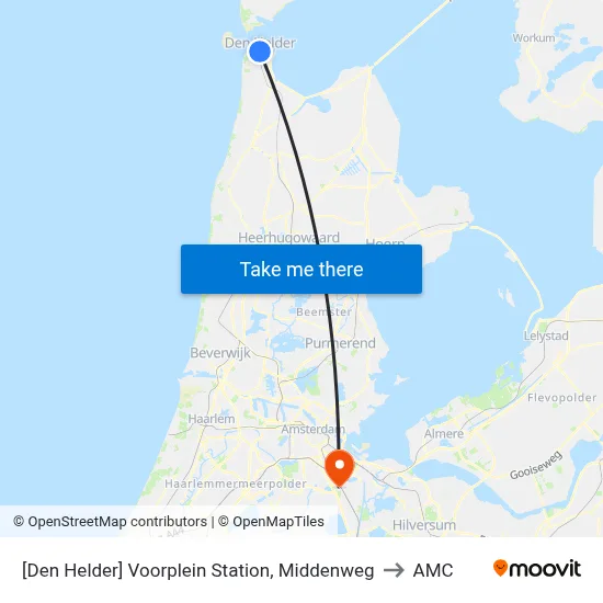[Den Helder] Voorplein Station, Middenweg to AMC map
