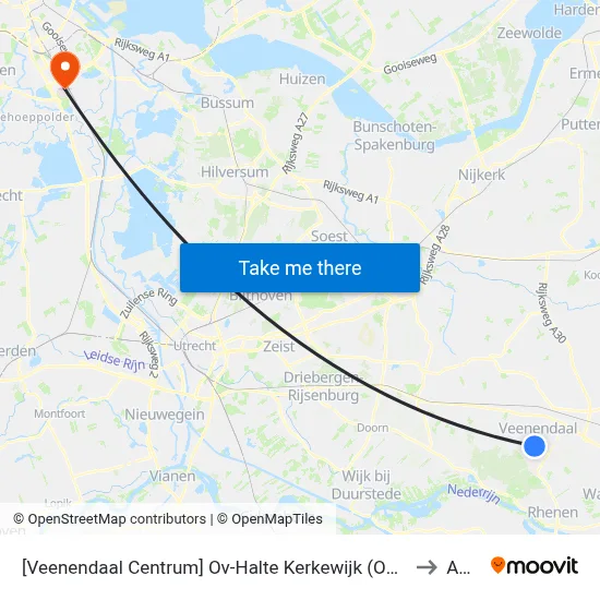 [Veenendaal Centrum] Ov-Halte Kerkewijk (Oostzijde) to AMC map