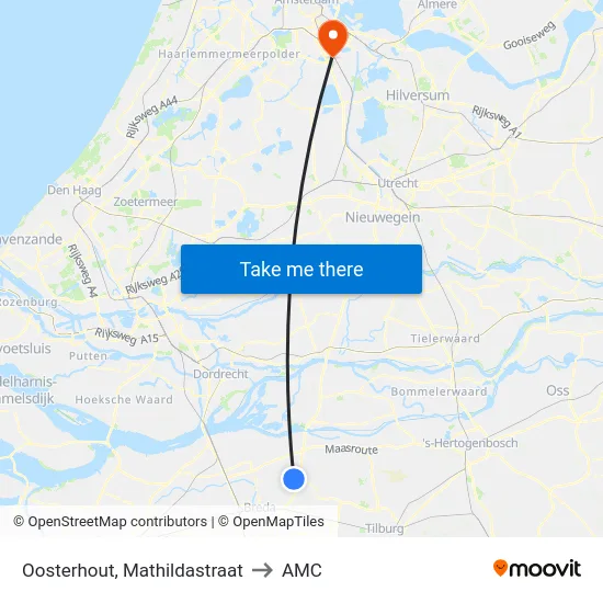Oosterhout, Mathildastraat to AMC map