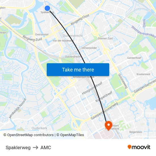 Spaklerweg to AMC map