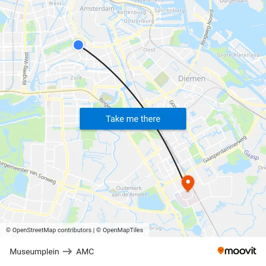 Museumplein to AMC map