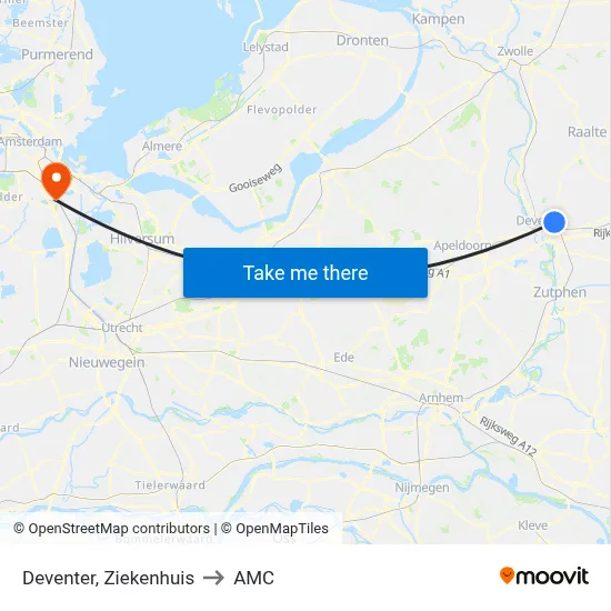 Deventer, Ziekenhuis to AMC map