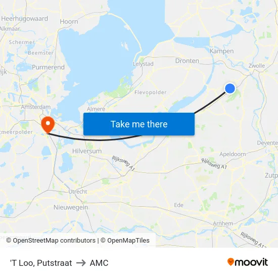 'T Loo, Putstraat to AMC map